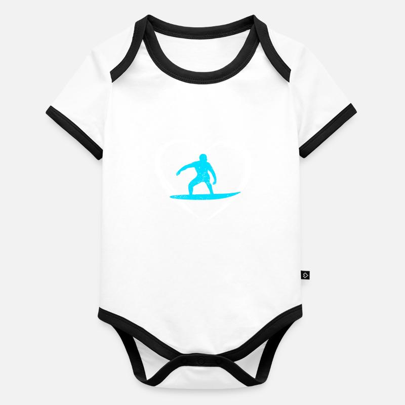 Amour du surf Body Bébé bio contrasté manches courtes
