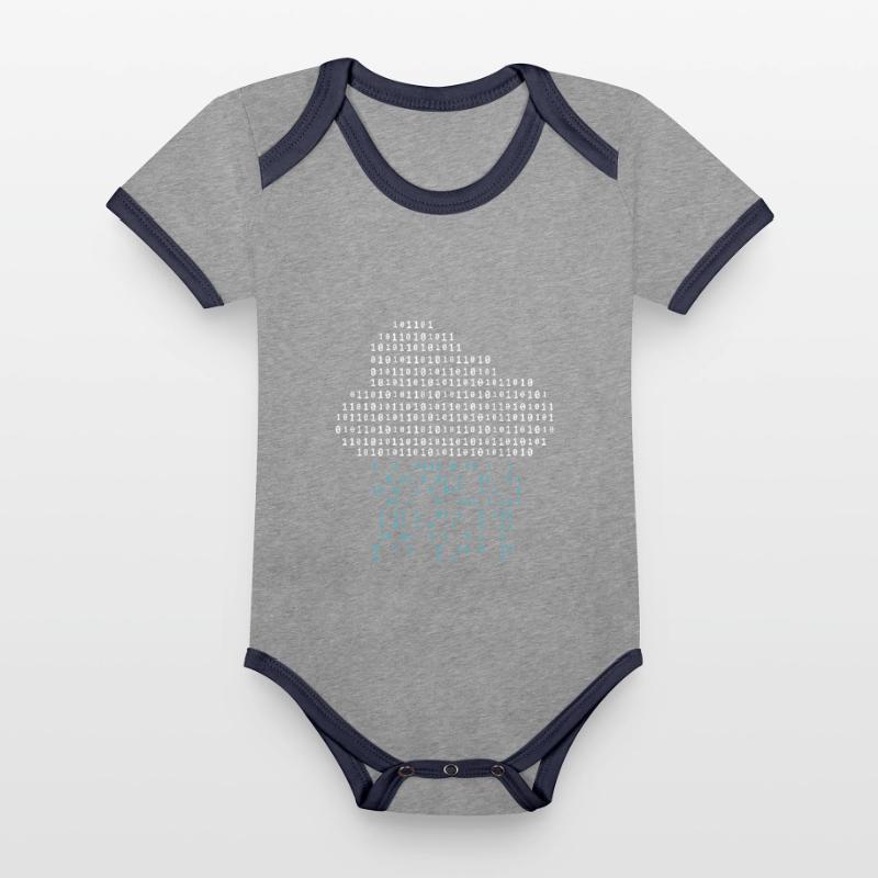 Programmer - binary code cloud rain Organic Baby Contrasting Bodysuit