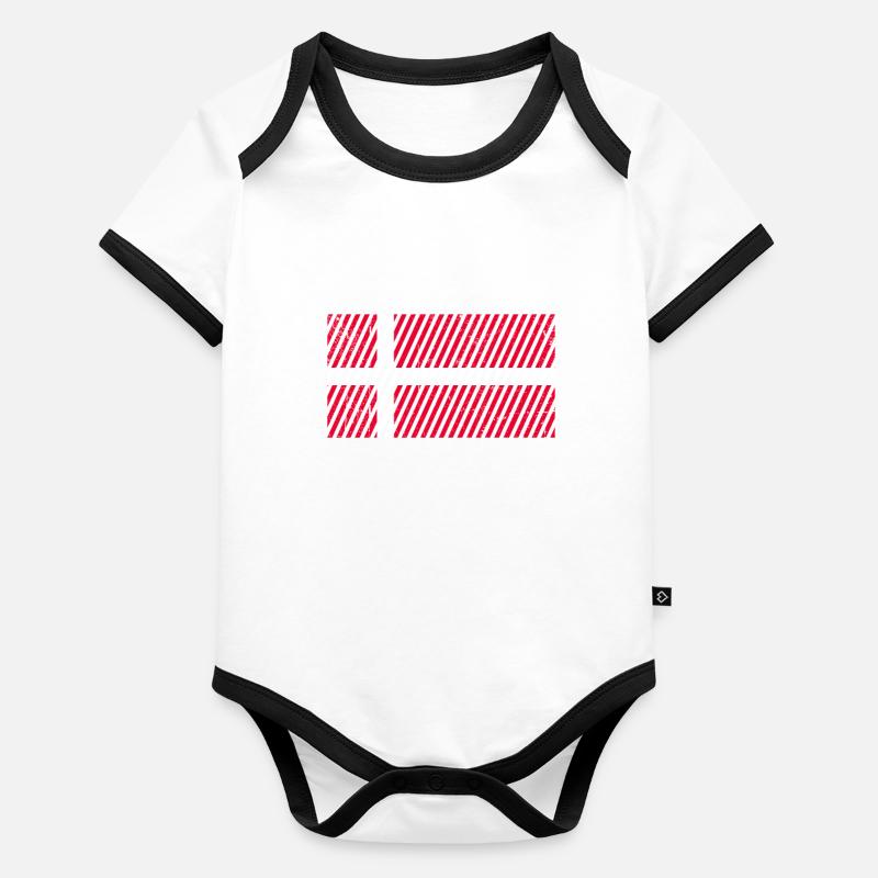 Drapeau du Danemark Body Bébé bio contrasté manches courtes