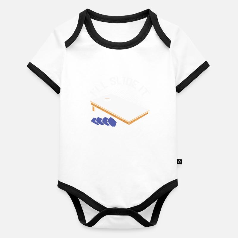 Ich Schiebe Es Direkt In Dein Loch Cornhole Player Baby Bio-Kurzarm-Kontrastbody