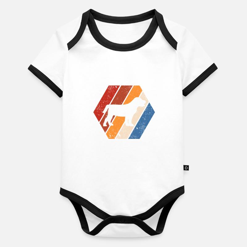 Hund Retro Baby Bio-Kurzarm-Kontrastbody