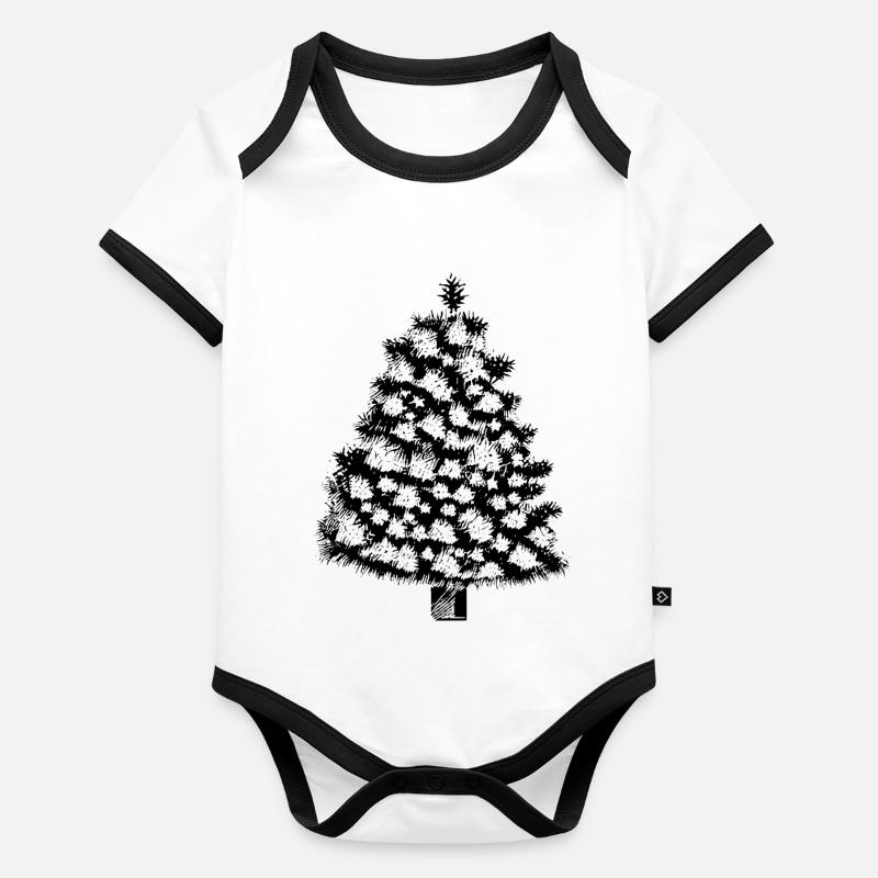 Arbre de Noël Arbre de Noël Vacances Hiver 7 Body Bébé bio contrasté manches courtes