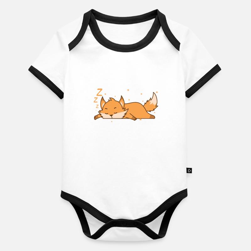 Fox dort mignon Zoo Tierpark Body Bébé bio contrasté manches courtes