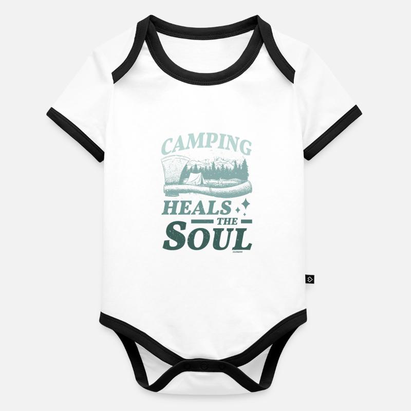 Le camping guérit l’âme Body Bébé bio contrasté manches courtes