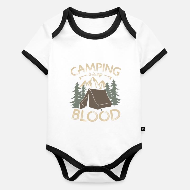 Le camping est dans mon sang Campfire Camper Body Bébé bio contrasté manches courtes
