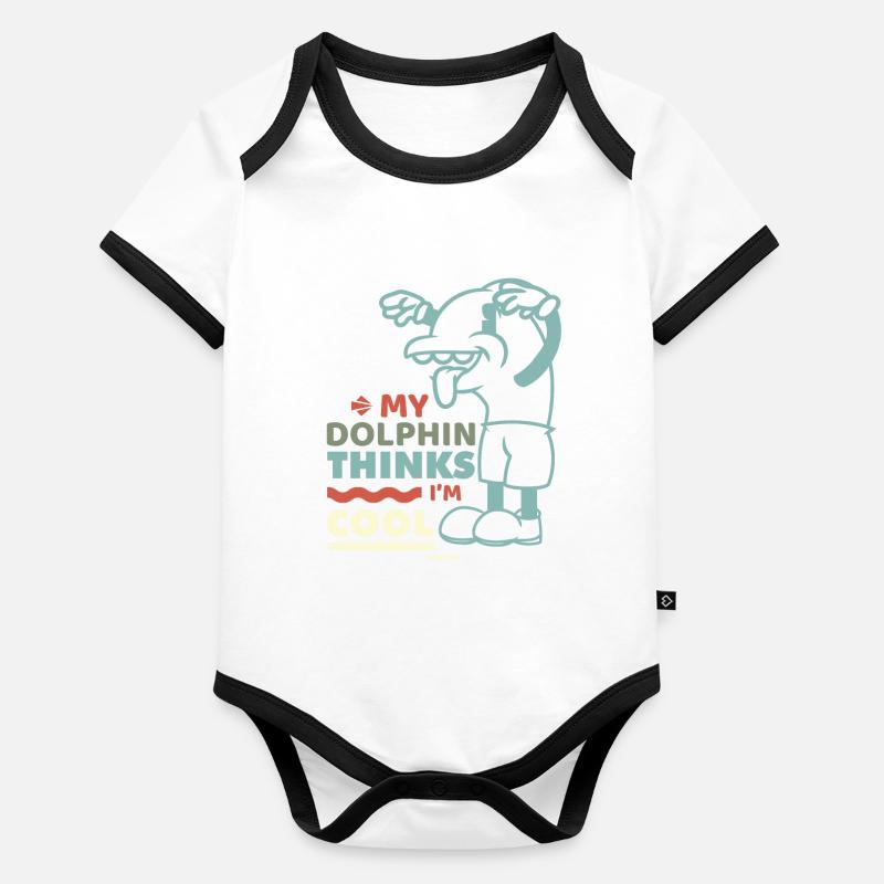 Dauphin Body Bébé bio contrasté manches courtes