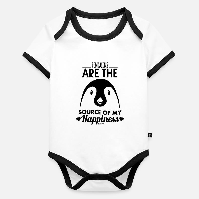 Manchot Pôle Sud Oiseau de mer Antarctique Body Bébé bio contrasté manches courtes