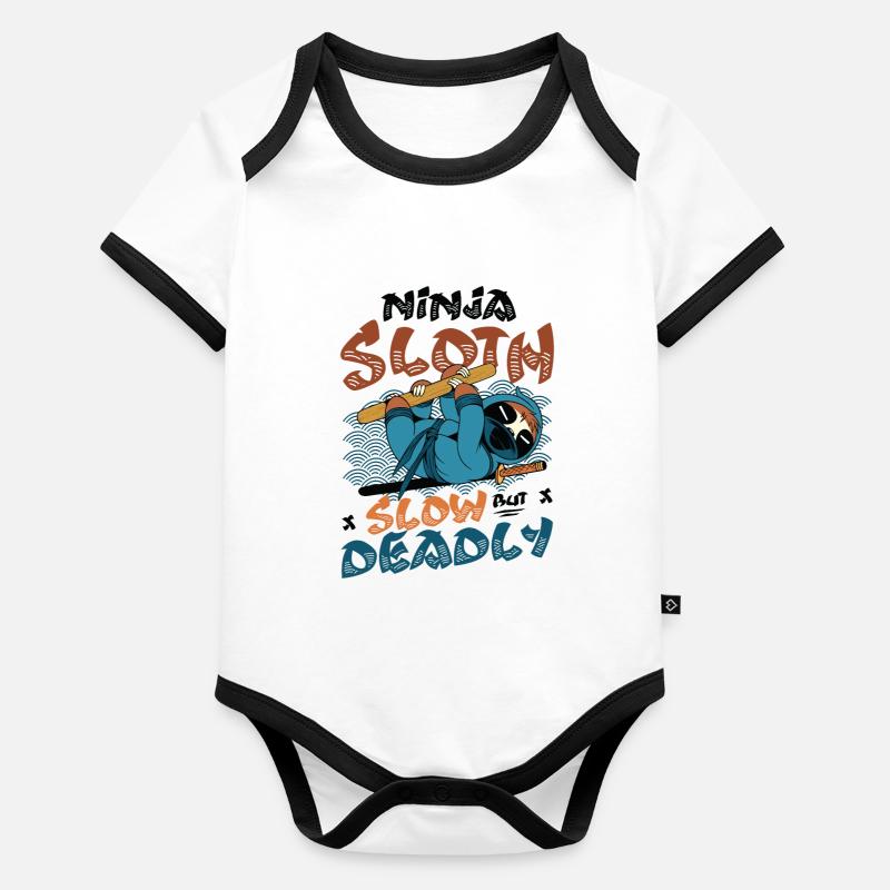 Ninja Sloth lent mais mortel Body Bébé bio contrasté manches courtes