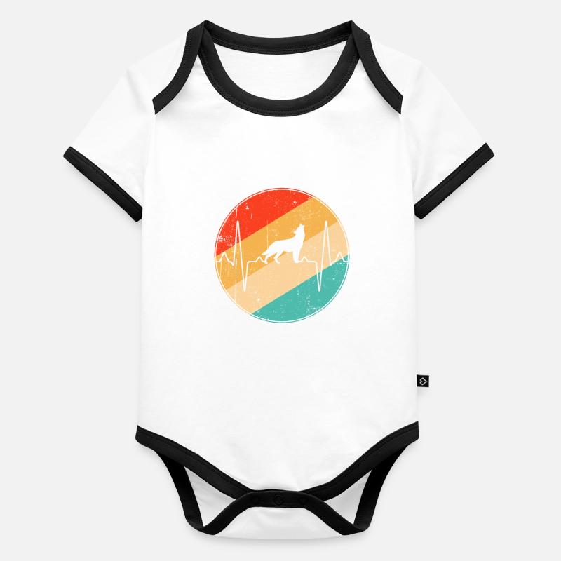 Wolf Retro Heartbeat Organic Baby Contrasting Bodysuit