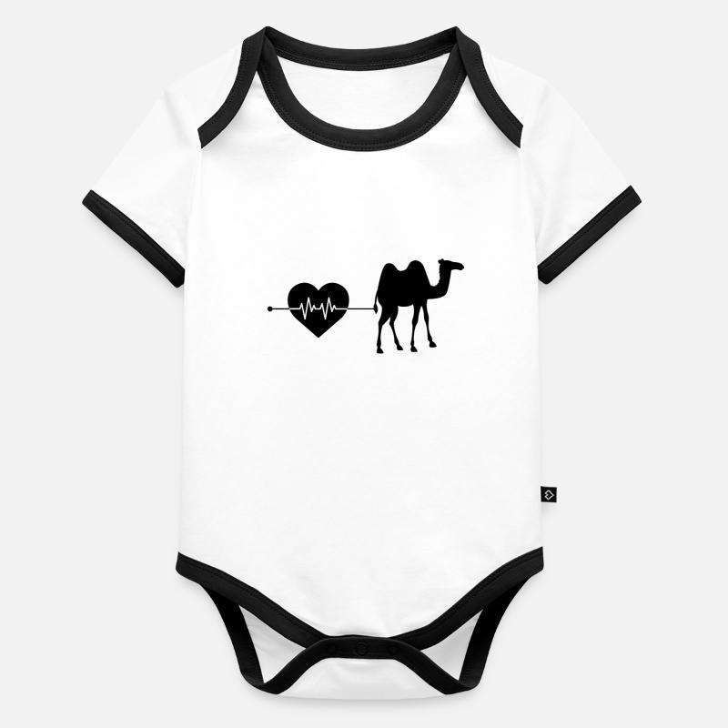 Battement de cœur de chameau dromadaire Body Bébé bio contrasté manches courtes