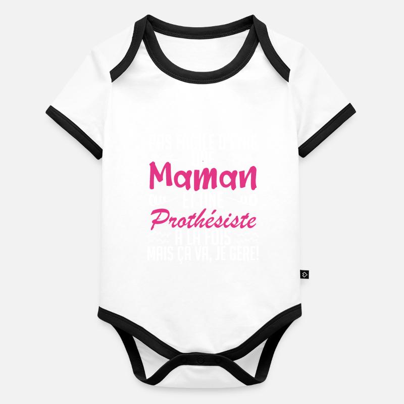 pas facile d'être une maman et une Prothésiste. Body Bébé bio contrasté manches courtes
