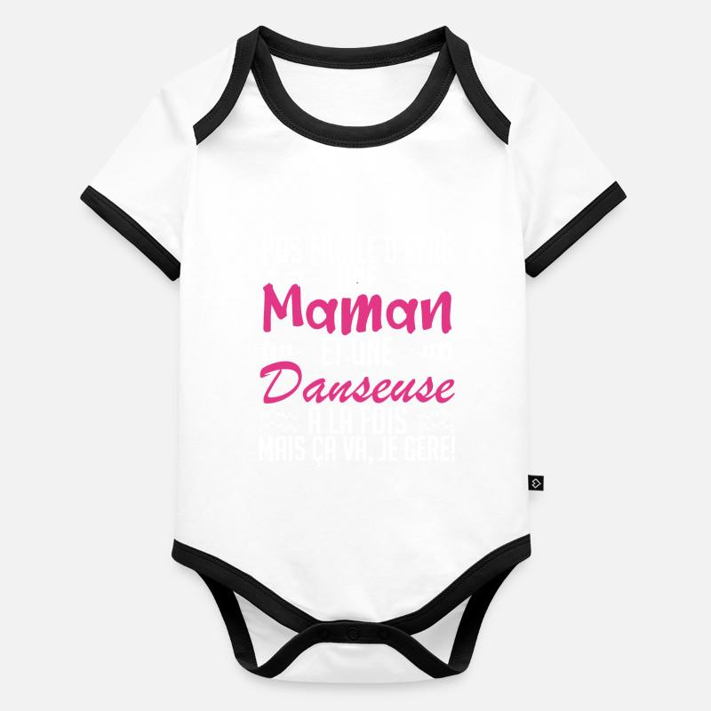 pas facile d'être une maman et une Danseuse Body Bébé bio contrasté manches courtes