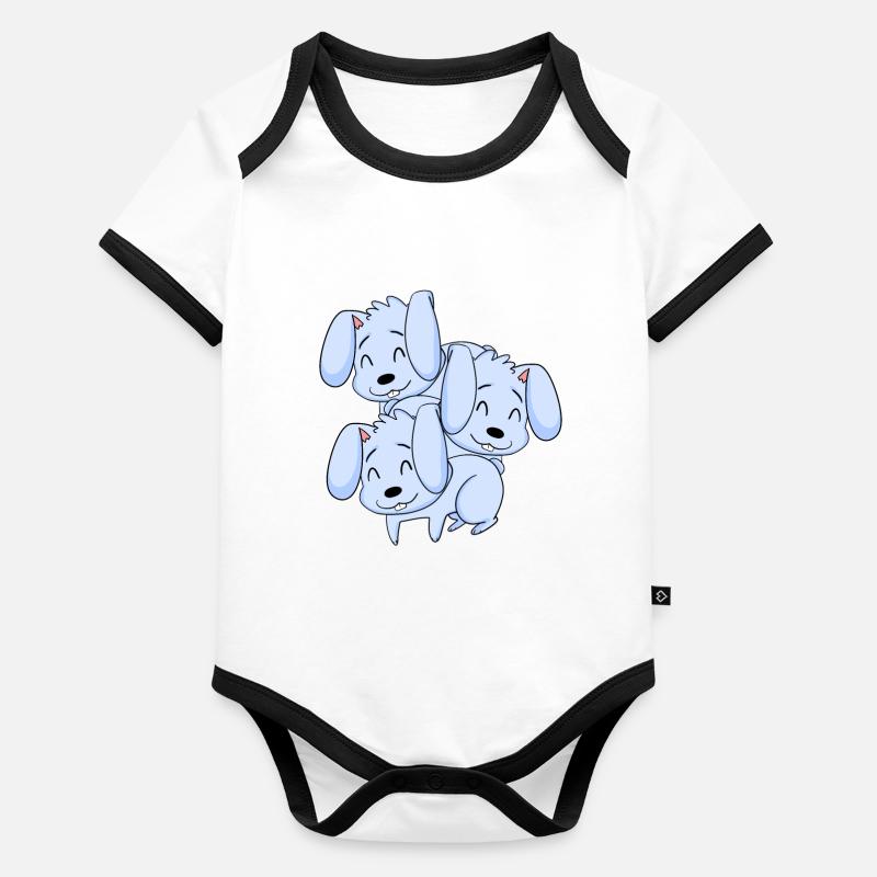 Lapins mignons - Motif de lapin Body Bébé bio contrasté manches courtes