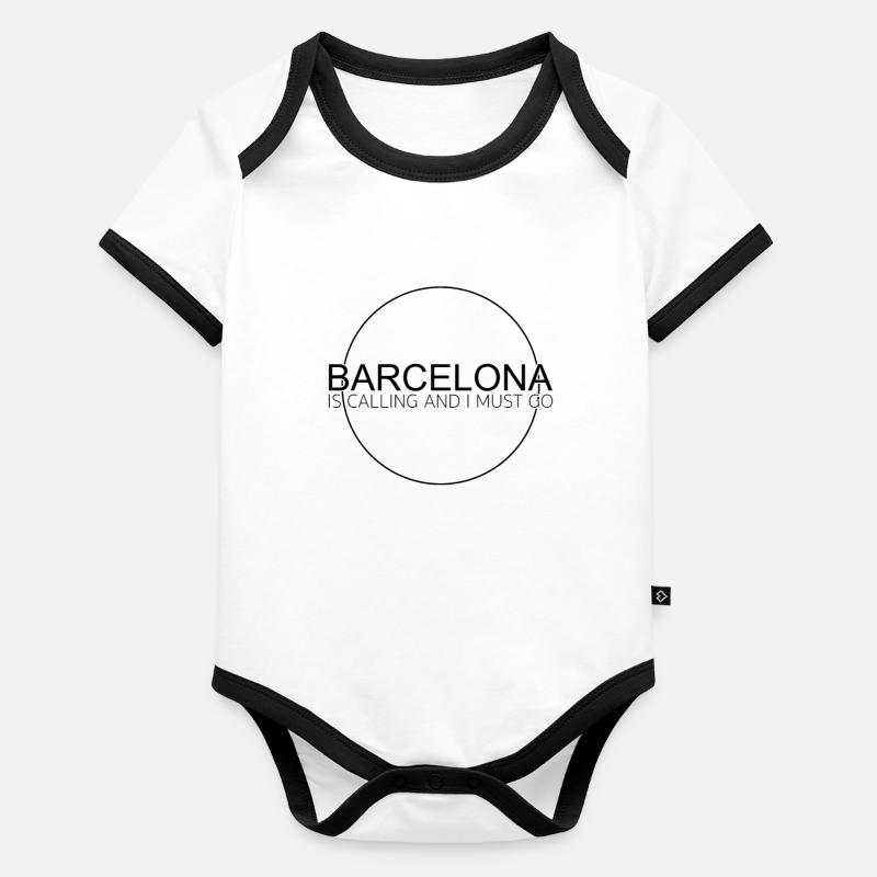 Citation de Barcelone Body Bébé bio contrasté manches courtes