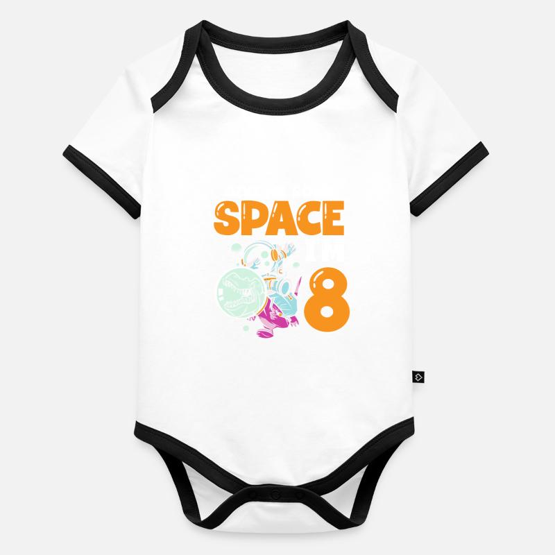 Give me some space, I'm 8 Astronaut Happy Organic Baby Contrasting Bodysuit