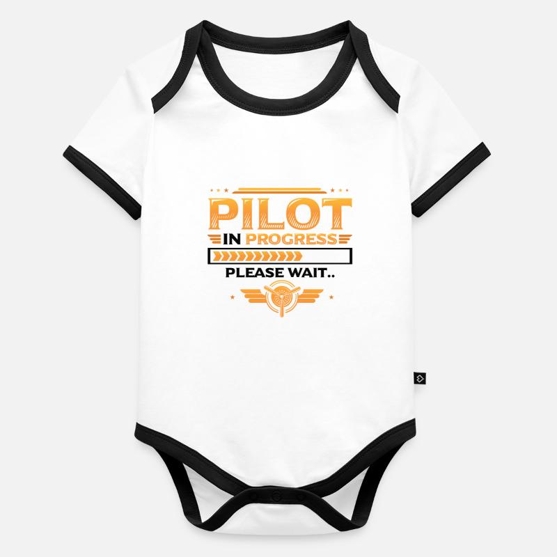 Pilot In Arbeit, Bitte Warten, Flugzeugtraining Baby Bio-Kurzarm-Kontrastbody