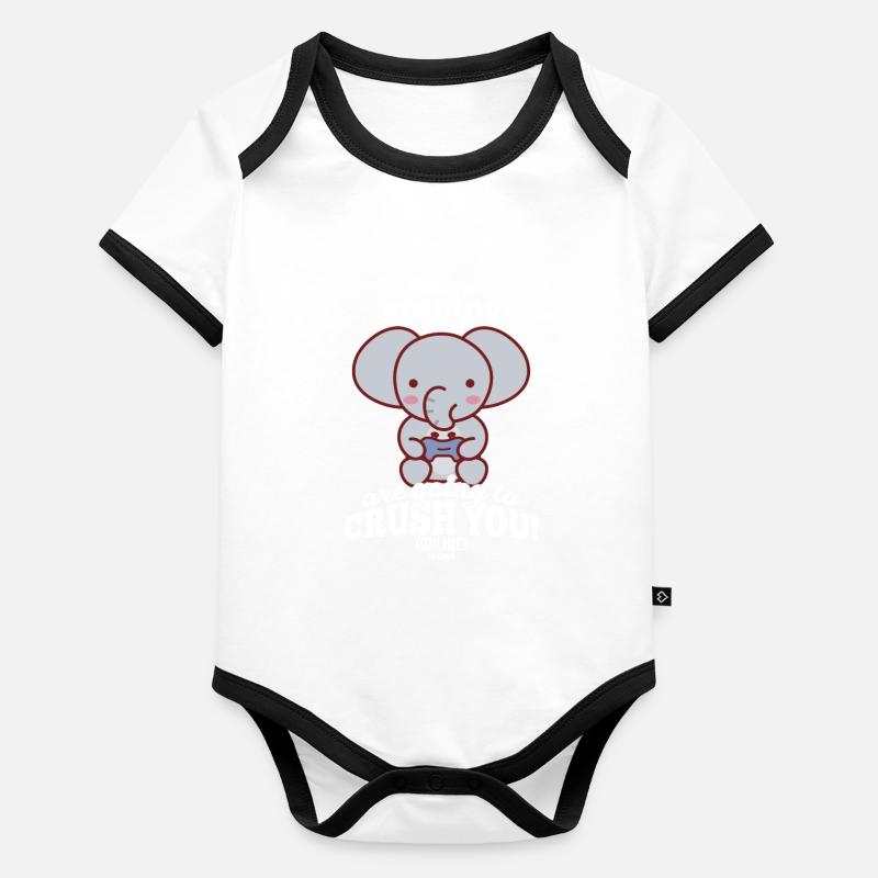 Elephant plays video games Organic Baby Contrasting Bodysuit