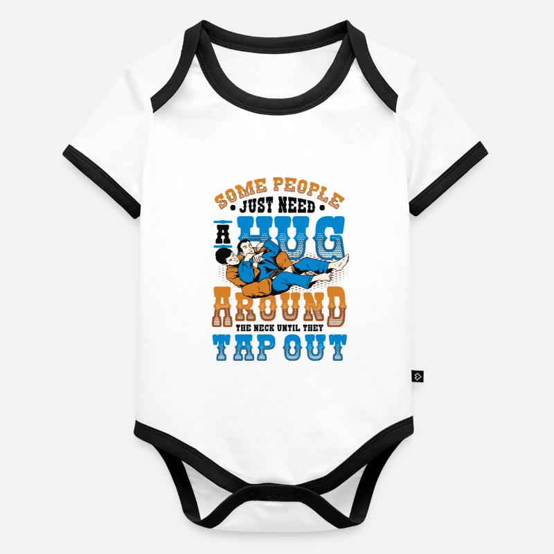 Câlin autour du cou, Jiu Jitsu Body Bébé bio contrasté manches courtes