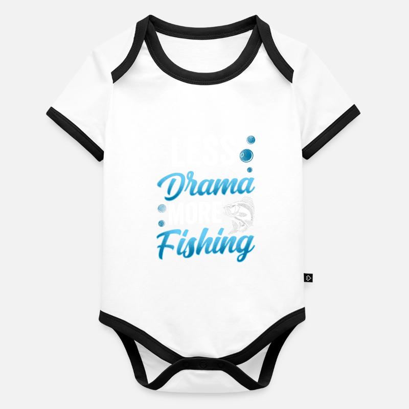 Moins de drame Plus de pêcheurs pêcheurs Body Bébé bio contrasté manches courtes