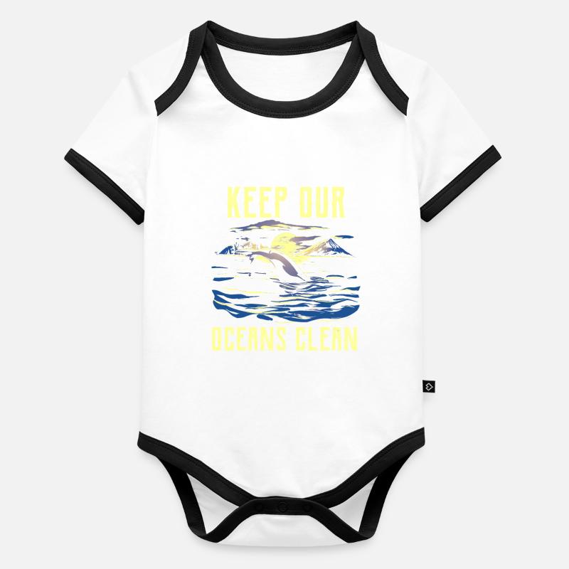 Keep Our Oceans Clean Ocean Protection Lake Organic Baby Contrasting Bodysuit