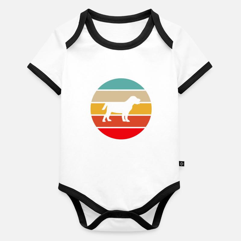 Hund Retro Baby Bio-Kurzarm-Kontrastbody