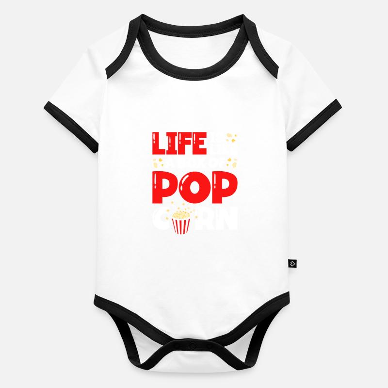La vie est comme une boîte de pop-corn Body Bébé bio contrasté manches courtes