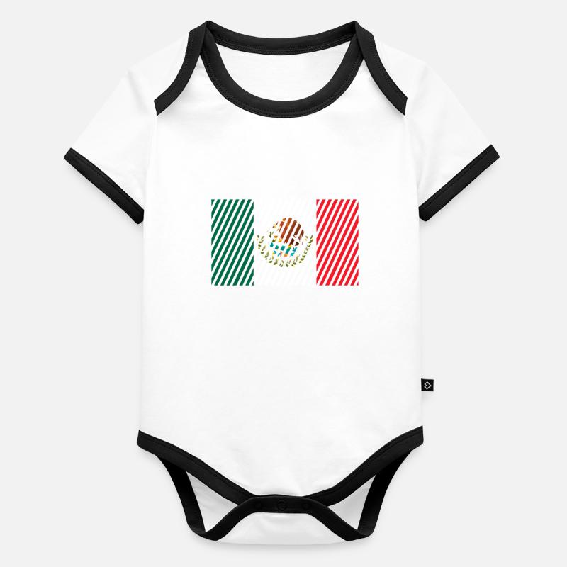 Drapeau du Mexique Body Bébé bio contrasté manches courtes