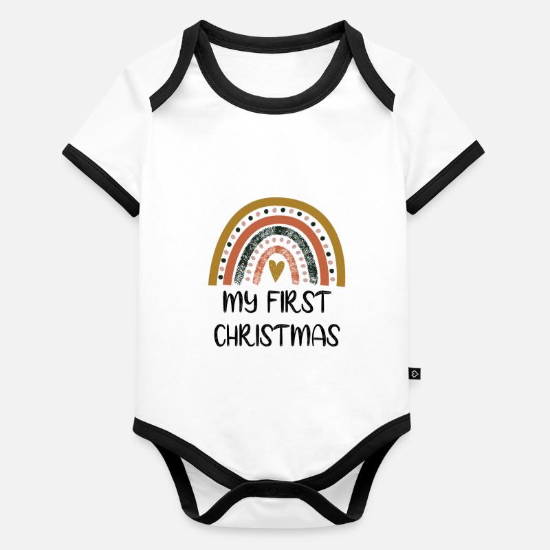 My First Christmas Baby Bio-Kurzarm-Kontrastbody