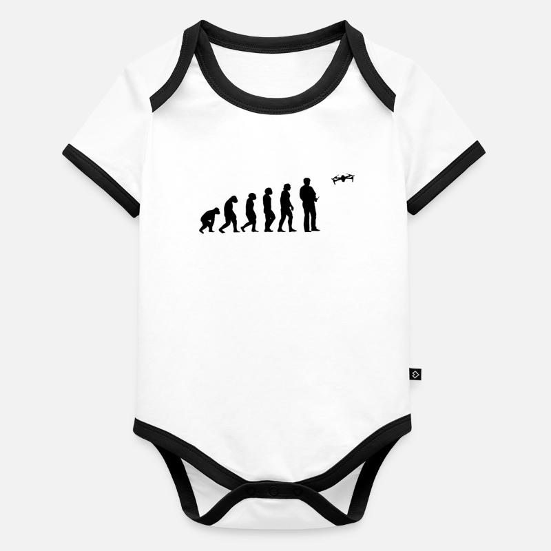 Drone Pilot Evolution Funny Drone Evolution Body Bébé bio contrasté manches courtes