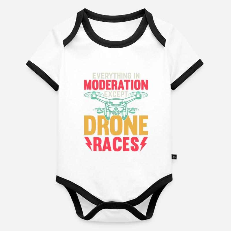 Drone - Tout avec modération sauf Drone Race Body Bébé bio contrasté manches courtes