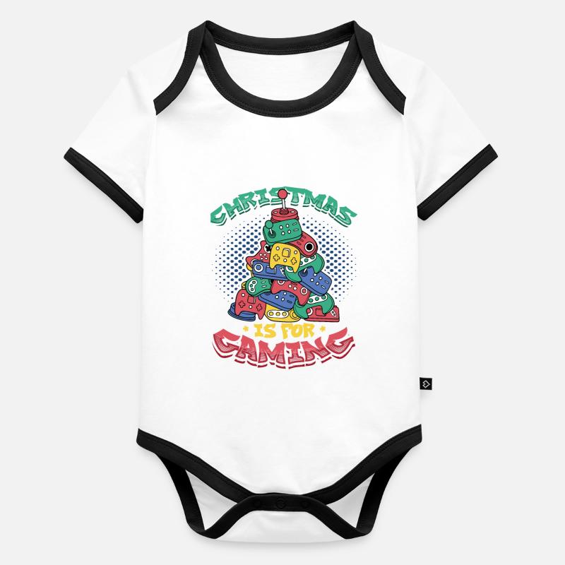 Christmas is for gaming, controllers Organic Baby Contrasting Bodysuit