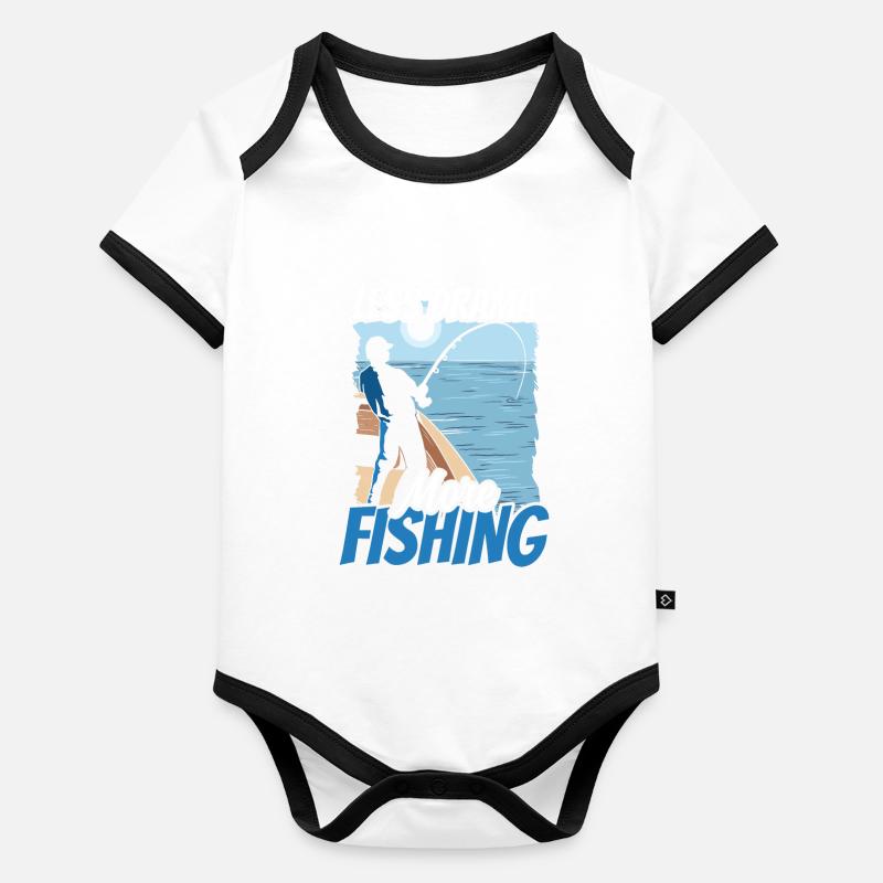 Moins de drame Plus de dictons de motivation pour la pêche Body Bébé bio contrasté manches courtes