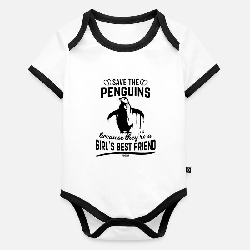 bester freund des Mädchen Pinguin Baby Bio-Kurzarm-Kontrastbody