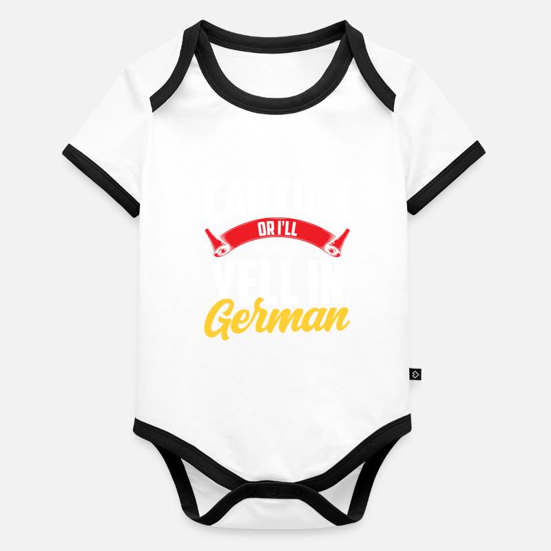 Vorsicht Oder Ich Schreie Auf Deutsch Deutschland Baby Bio-Kurzarm-Kontrastbody