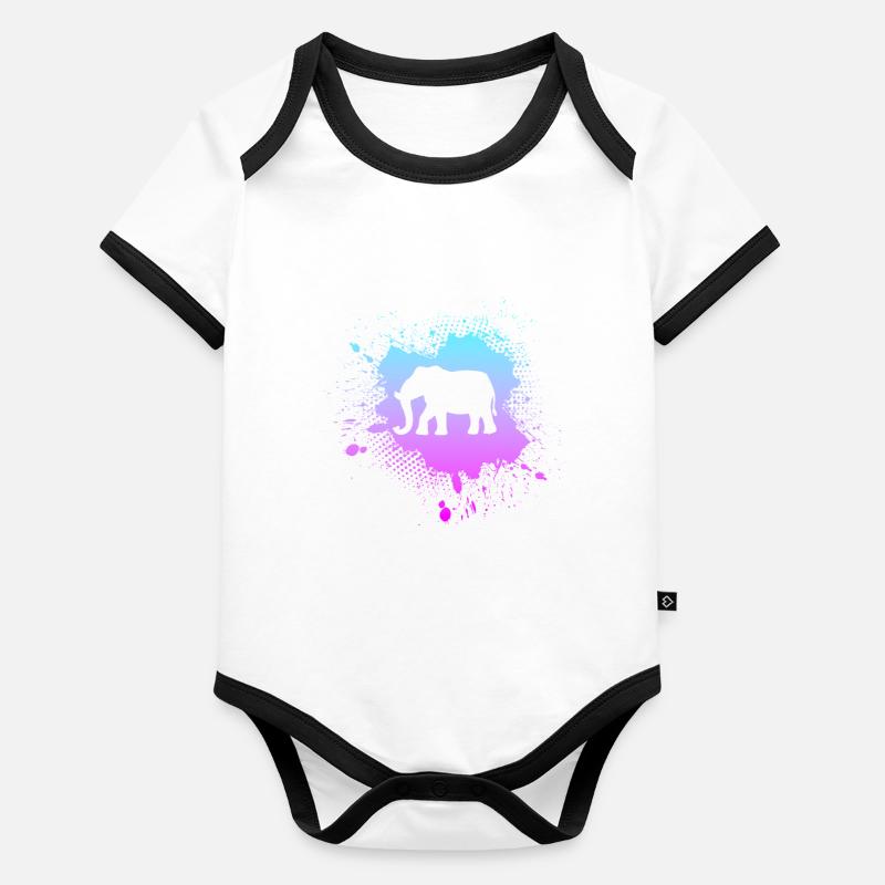 Éléphant Body Bébé bio contrasté manches courtes
