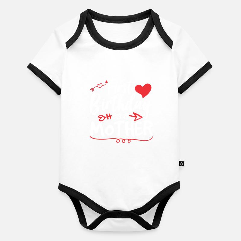 Erster Geburtstag Als Mutter Party Mama Mami Baby Bio-Kurzarm-Kontrastbody