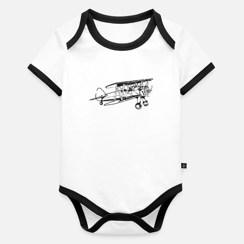 Biplane Airplane Pilot Flight Instructor Gift Organic Baby Contrasting Bodysuit