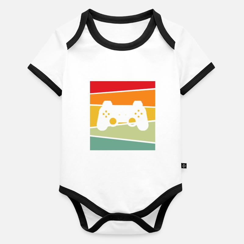 Gaming Rétro Body Bébé bio contrasté manches courtes