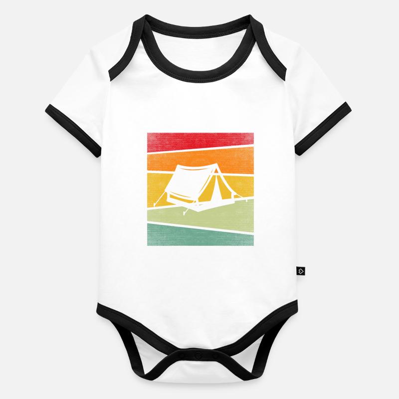 Camping Rétro Body Bébé bio contrasté manches courtes