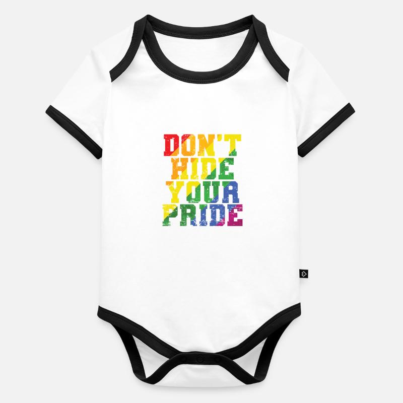 Don't Hide your Pride LGBT tolerance colorful Organic Baby Contrasting Bodysuit