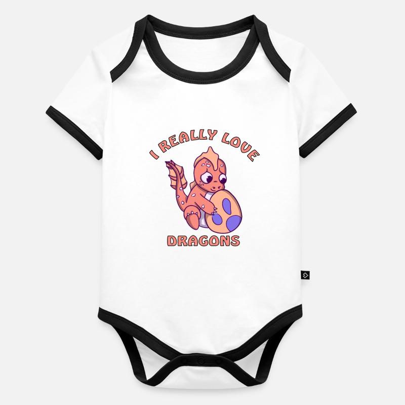 I love dragons Organic Baby Contrasting Bodysuit