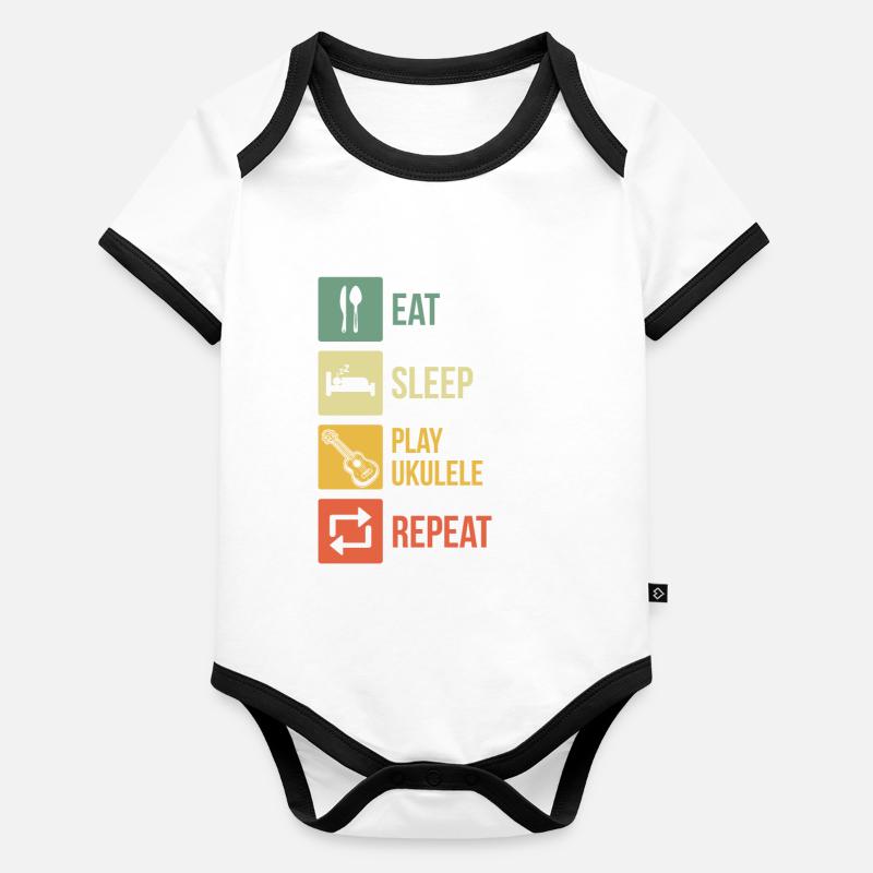 Ukulele Ukulele Player Ukulelist Organic Baby Contrasting Bodysuit