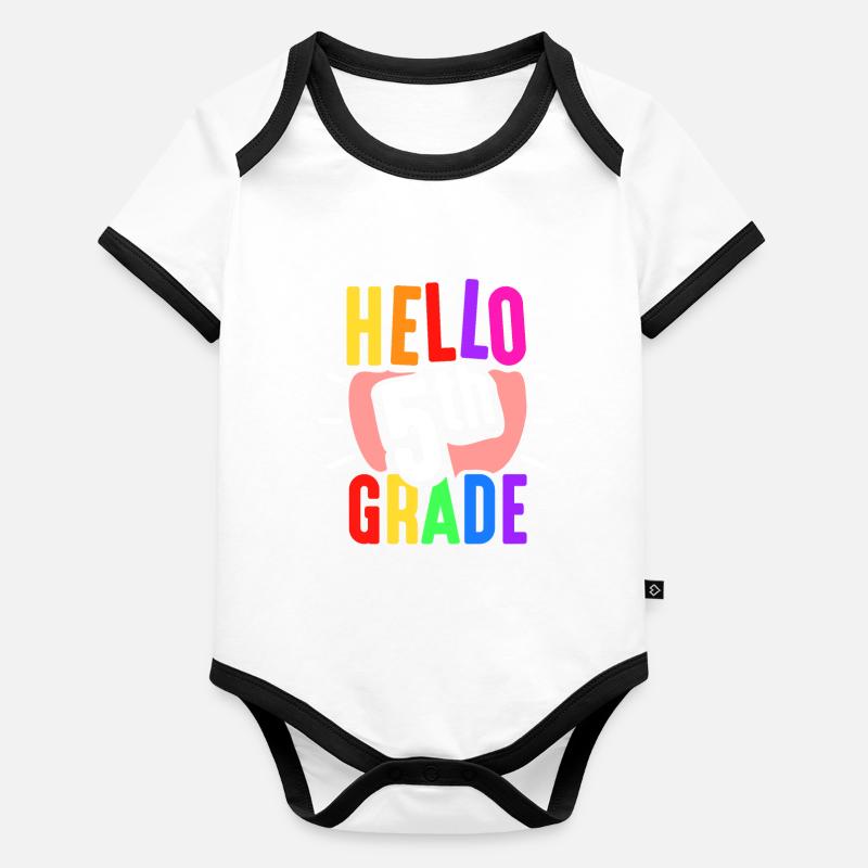 Hello 5th grade 5th grade fifth grade fifth year Organic Baby Contrasting Bodysuit