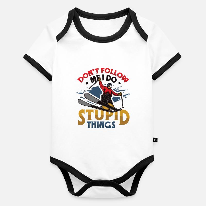 Don't follow me I do stupid things Organic Baby Contrasting Bodysuit