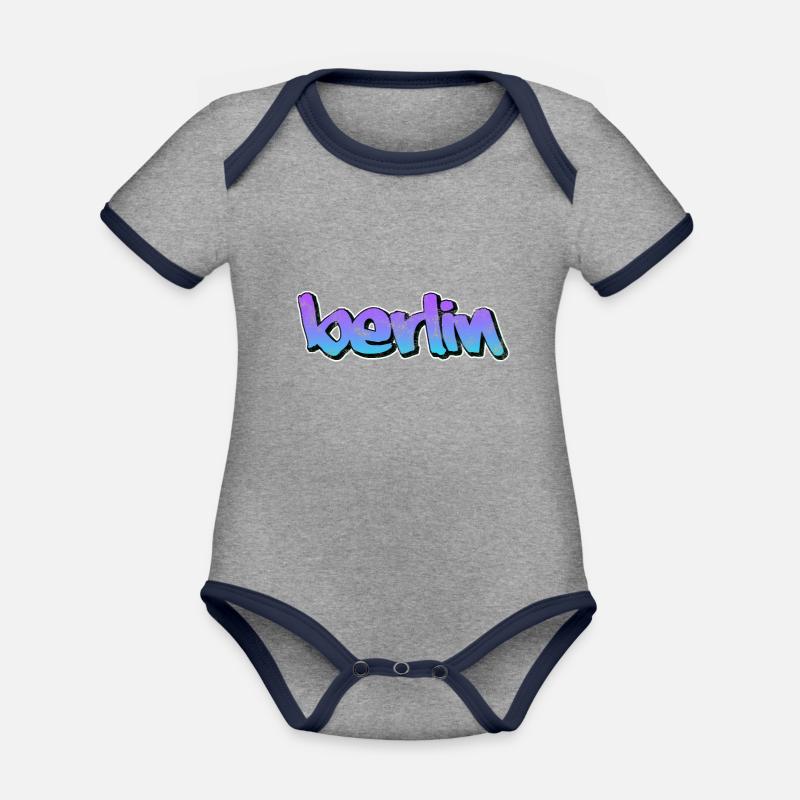 Berlin - Organic Baby Contrasting Bodysuit - heather grey/navy