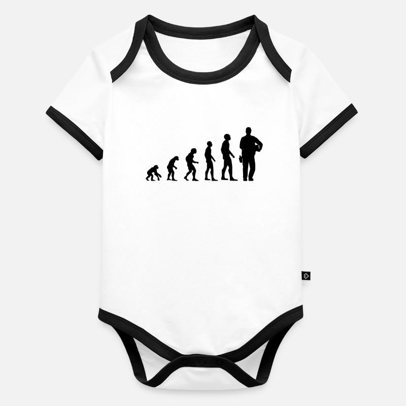Postbote Evolution Zusteller Briefträger Geschenk Baby Bio-Kurzarm-Kontrastbody
