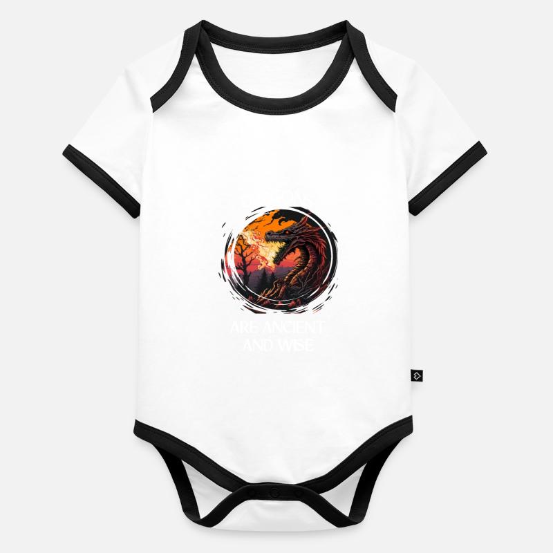 Mythical Creature Dragon Gift Men Dragon for a Organic Baby Contrasting Bodysuit