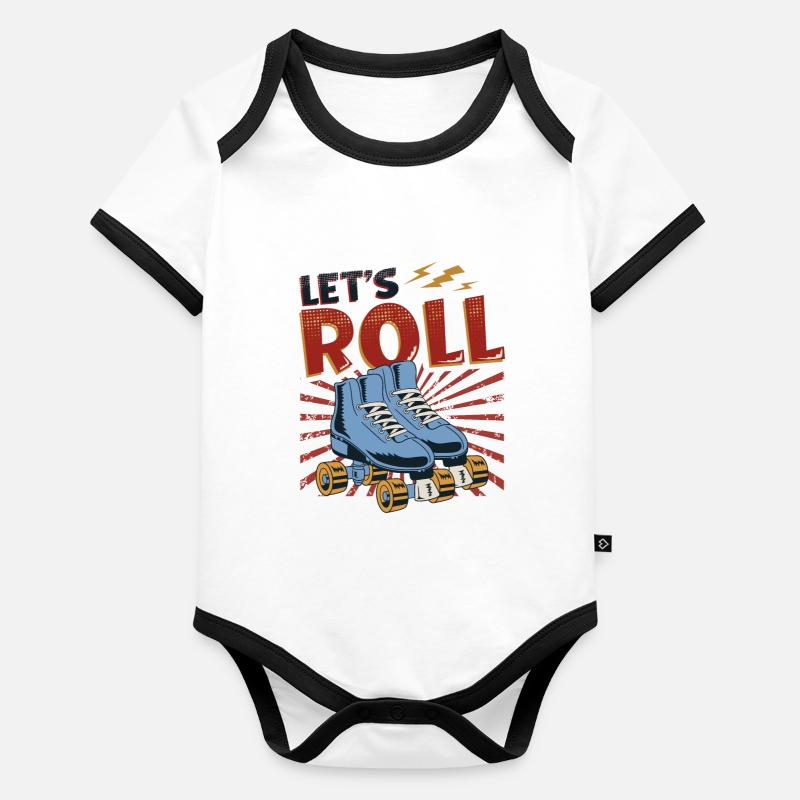 Let's Roll Roller Blade Skating, Rollschuhläufer Baby Bio-Kurzarm-Kontrastbody