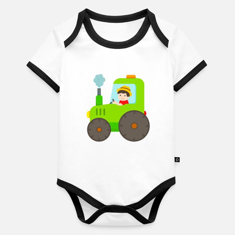 Tractor Bauer tractor Organic Baby Contrasting Bodysuit