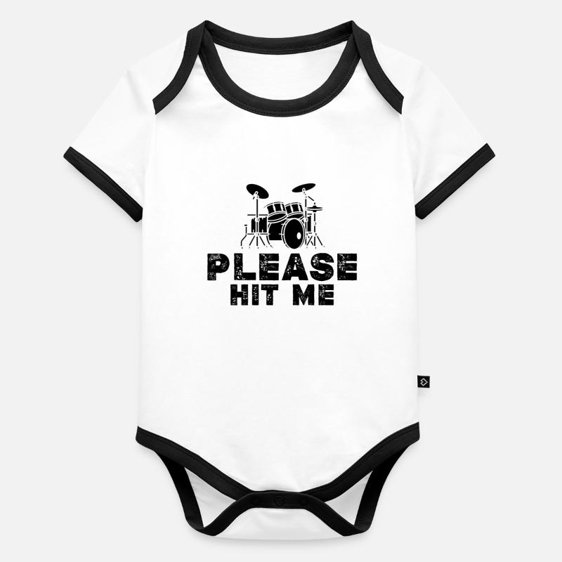 Please Hit Me - Funny Drumming Drum Player Organic Baby Contrasting Bodysuit